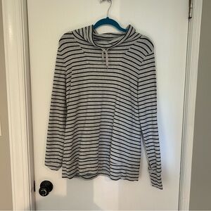 L.L. Bean Gray and Black Striped Pullover Sweater